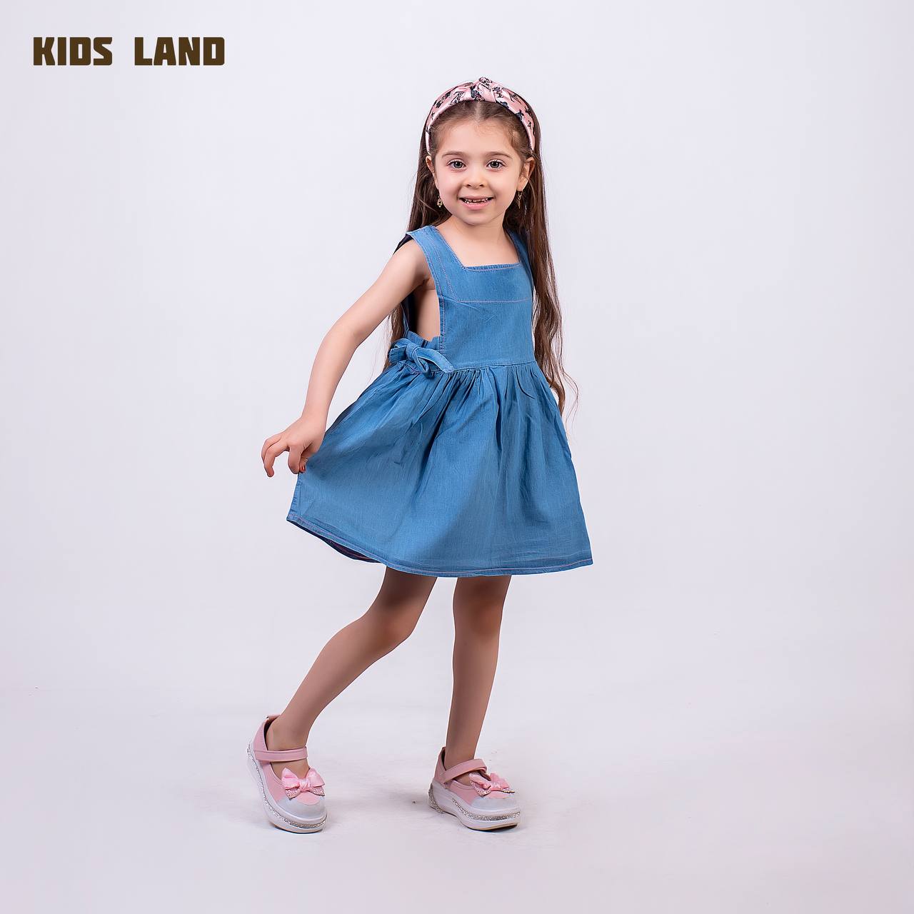 پیراهن جین بچه گانه بغل پاپیون